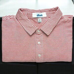 altum Netherlands Fashion Red‎ White Stripe Pima Cotton Polo